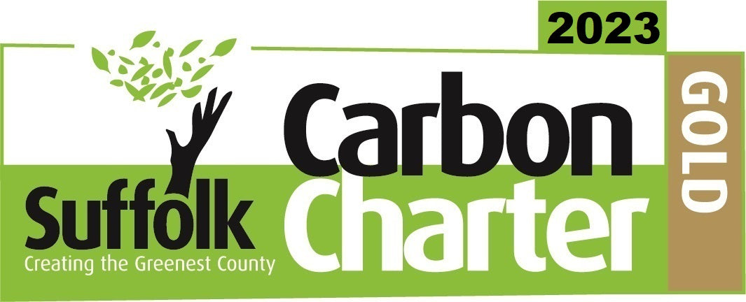 Logo for the gold award by the Suffolk Carbon Charter 2023