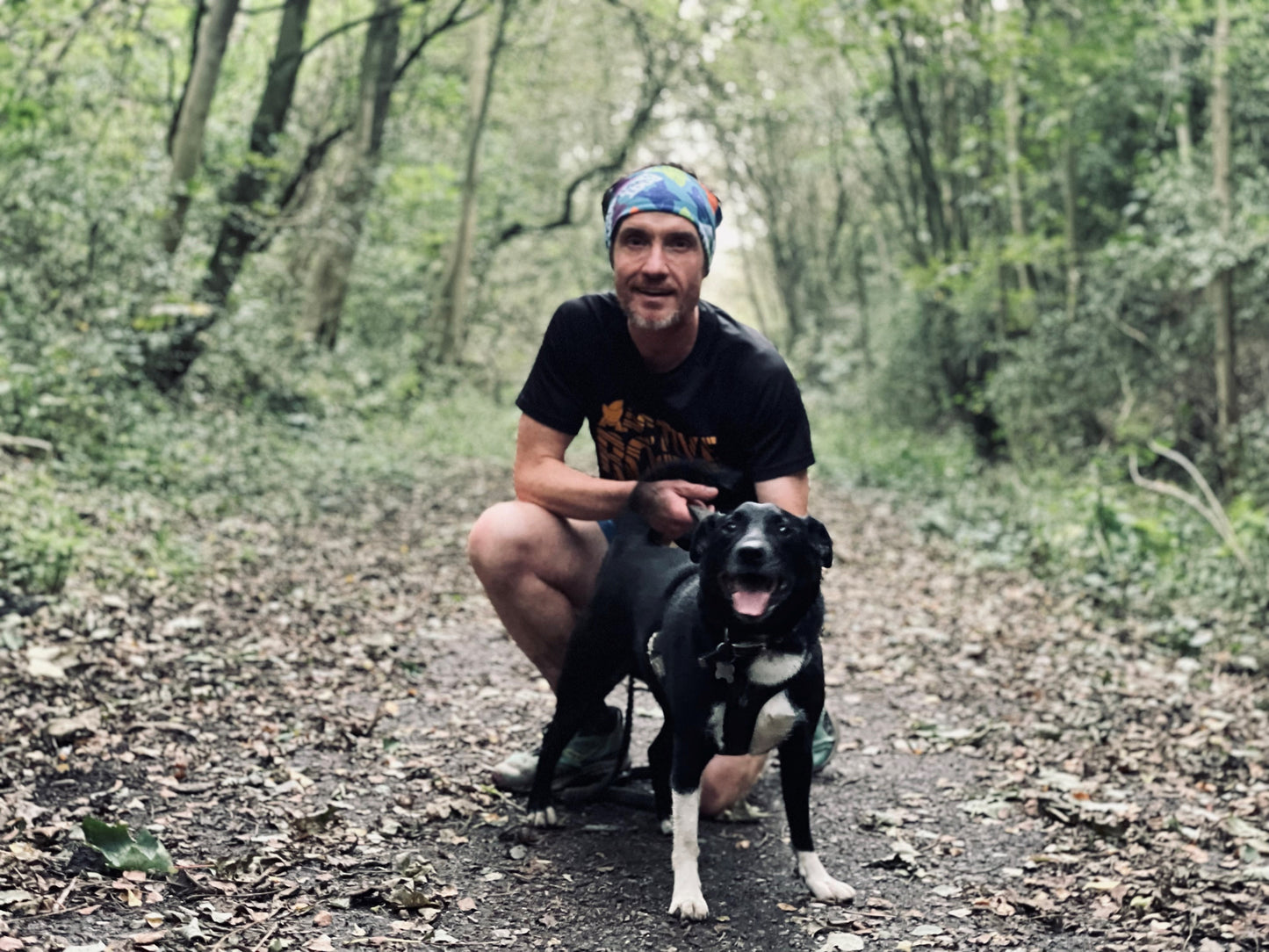 Gary Thwaites with dog on a run