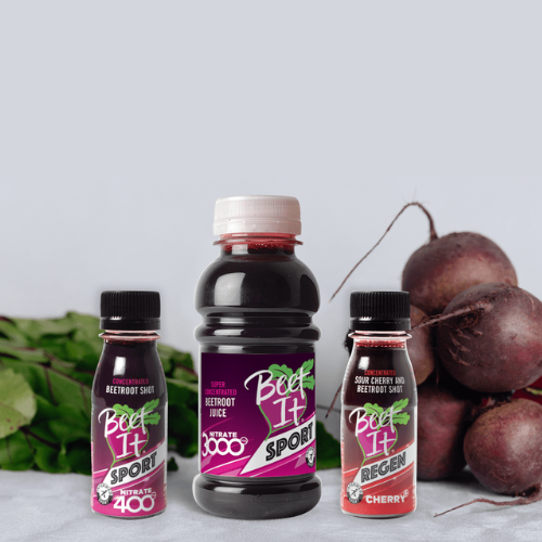 Beet It Sport drink range - nitrate 400, nitrate 3000 and Regen