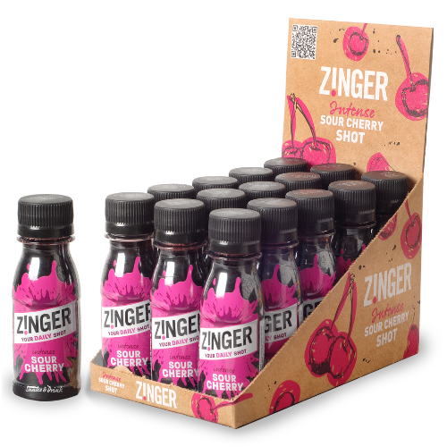 A Case of sour cherry zinger shots