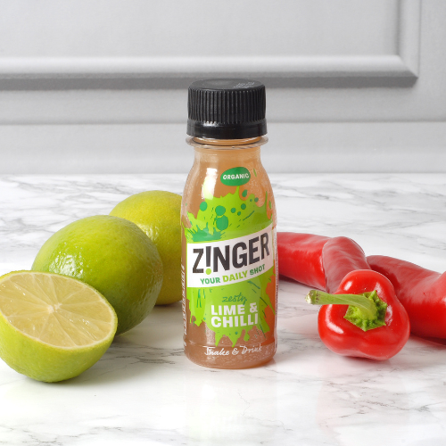 Organic Lime & Chilli Zinger on the table with ingredients