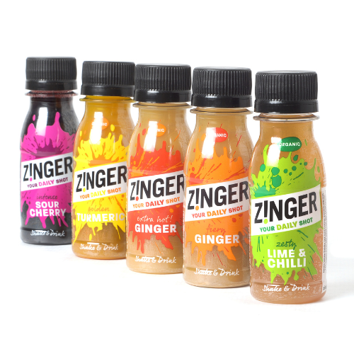 
                  
                    Organic Zinger shot range in a line
                  
                